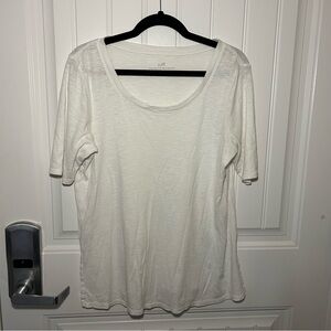 J. Jill White 100% Pima Cotton Pima Scoop-Neck Elbow-Sleeve Tee Size Medium